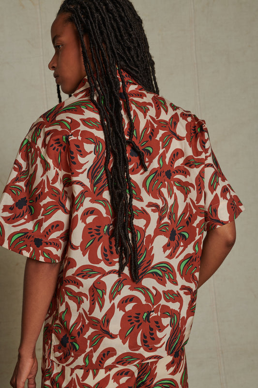 Chemise Alexandre - Terre Battue/Vert - Coton - Femme