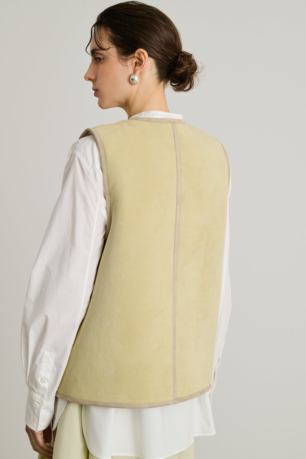 Blouson Duomo - Craie - Cuir - Femme vue 3