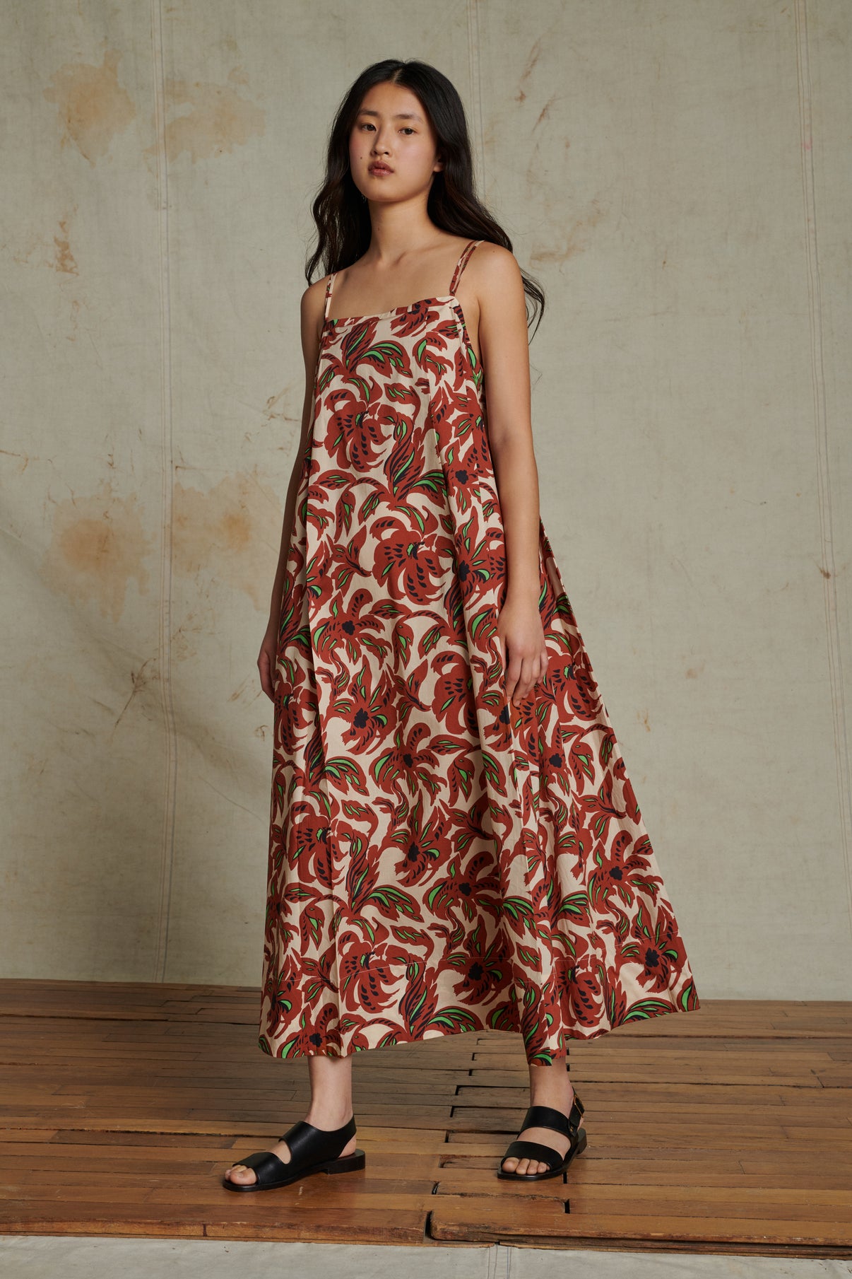 Robe Avignon - Terre Battue/Vert - Coton - Femme vue 1