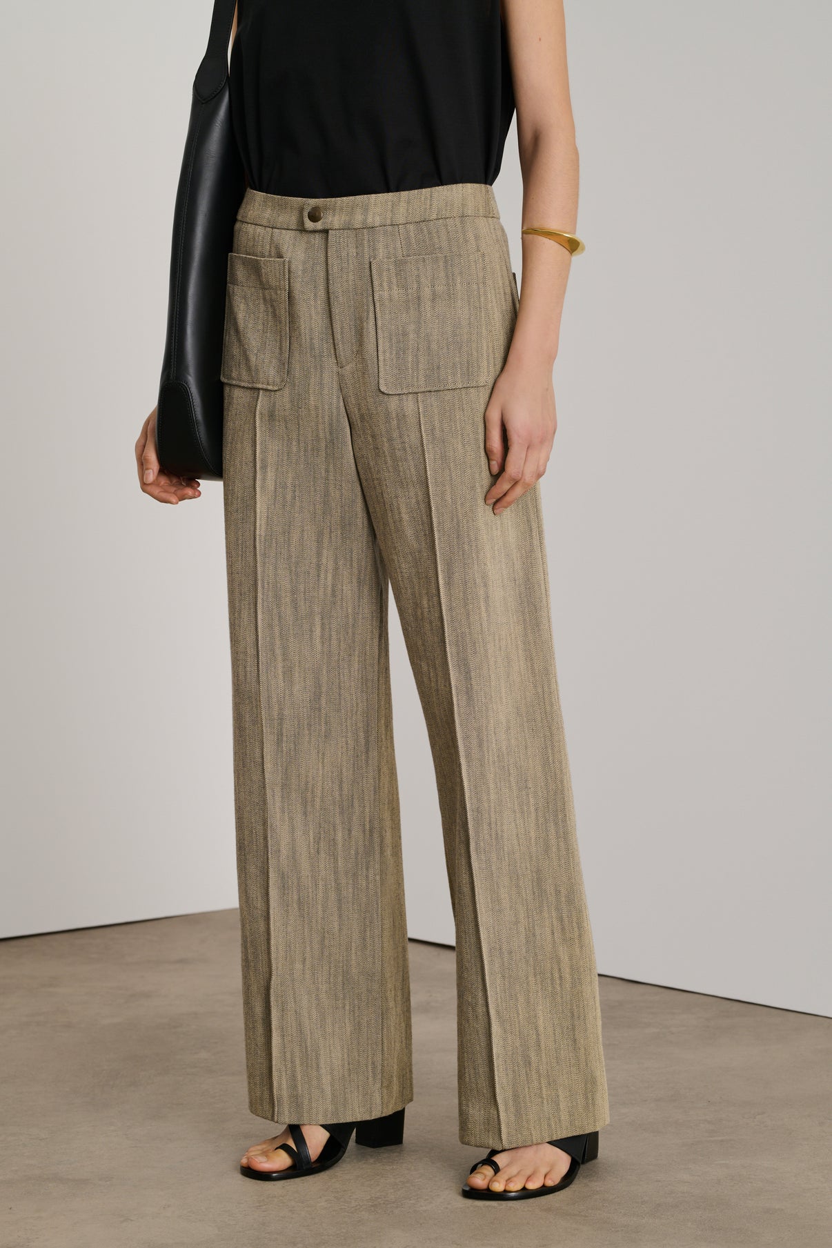 Pantalon Harold - Beige/Noir Chiné - Coton - Femme vue 3