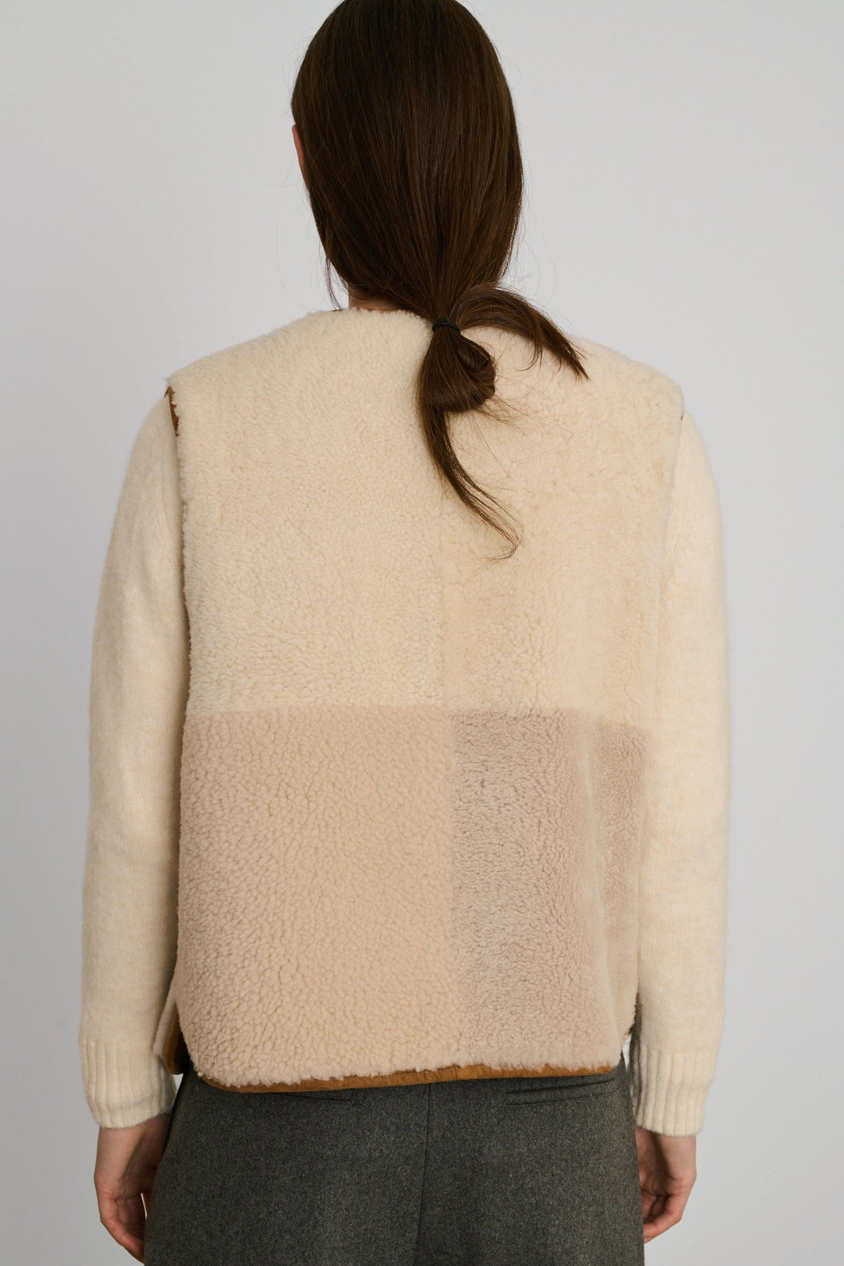 Gilet Réversible Sans Manches Vinh - Ecru/Beige - Cuir - Femme vue 4